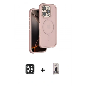 MARSİLYAN™- iPhone 16 Pro Max Kılıf Çekirdek Minimal Prime - Siyah Bilvis Hayalet Cam Ekran Koruyucu + PVD Metal Kamera Lens - SH
