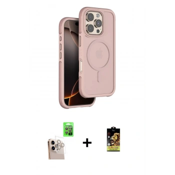 MARSİLYAN™- iPhone 16 Pro Max Kılıf Çekirdek Minimal Prime - Siyah Buffer Cam Ekran Koruyucu + Raze Metal Kamera Lens - NLGY
