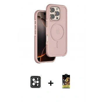 MARSİLYAN™- iPhone 16 Pro Max Kılıf Çekirdek Minimal Prime - Siyah Buffer Cam Ekran Koruyucu + PVD Metal Kamera Lens - SH