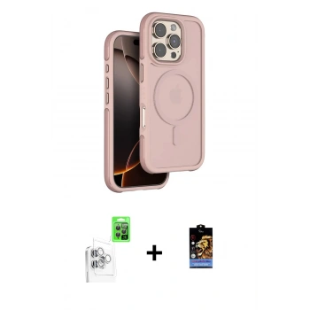 MARSİLYAN™- iPhone 16 Pro Max Kılıf Çekirdek Minimal Prime - Siyah Buffer Hayalet Cam Ekran Koruyucu + Raze Metal Kamera Lens - BZ