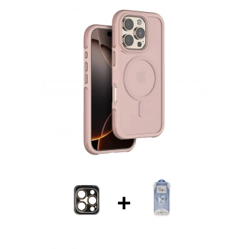 MARSİLYAN™- iPhone 16 Pro Max Kılıf Çekirdek Minimal Prime - Siyah Joko Magic 5D Cam + PVD Metal Kamera Lens - GD