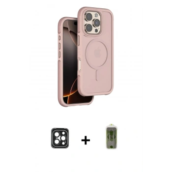 MARSİLYAN™- iPhone 16 Pro Max Kılıf Çekirdek Minimal Prime - Siyah Joko Magic 5D Hayalet Cam + PVD Metal Kamera Lens - SH