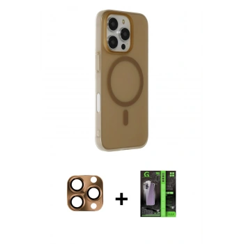 MARSİLYAN™- iPhone 16 Pro Max Kılıf Çekirdek Modern Prime - Şeffaf 360 Full Body Arka Koruyucu + Pers Alüminyum Kamera Lens - CLTM