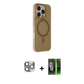 MARSİLYAN™- iPhone 16 Pro Max Kılıf Çekirdek Modern Prime - Şeffaf 360 Full Body Arka Koruyucu + Pers Alüminyum Kamera Lens - GI