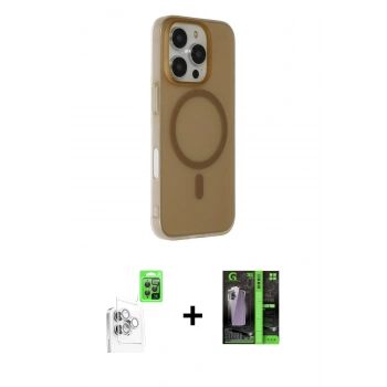 MARSİLYAN™- iPhone 16 Pro Max Kılıf Çekirdek Modern Prime - Şeffaf 360 Full Body Arka Koruyucu + Raze Metal Kamera Lens - BZ
