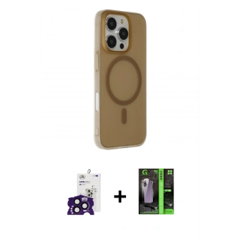 MARSİLYAN™- iPhone 16 Pro Max Kılıf Çekirdek Modern Prime - Şeffaf 360 Full Body Arka Koruyucu + Bilvis Titan Kamera Lens - SH