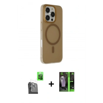 MARSİLYAN™- iPhone 16 Pro Max Kılıf Çekirdek Modern Prime - Şeffaf 360 Full Body Arka Koruyucu + Raze Metal Kamera Lens - SH