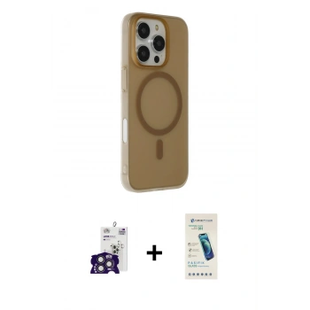 MARSİLYAN™- iPhone 16 Pro Max Kılıf Çekirdek Modern Prime - Şeffaf Pasifik Cam Ekran Koruyucu + Bilvis Titan Kamera Lens - TMGI