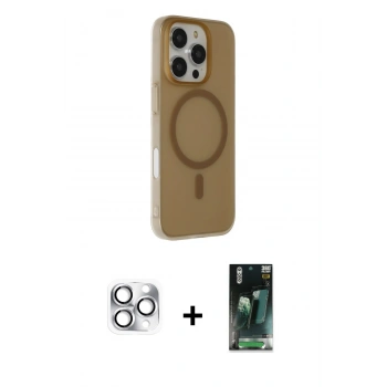 MARSİLYAN™- iPhone 16 Pro Max Kılıf Çekirdek Modern Prime - Siyah 360 Mat Full Body Arka Koruyucu + Pers Alüminyum Kamera Lens - GS