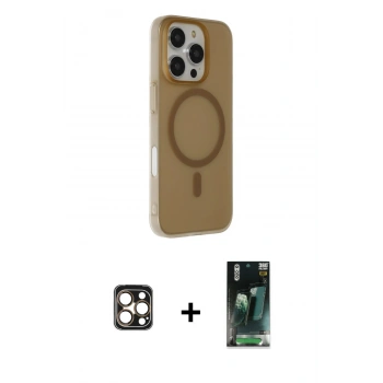 MARSİLYAN™- iPhone 16 Pro Max Kılıf Çekirdek Modern Prime - Siyah 360 Mat Full Body Arka Koruyucu + PVD Metal Kamera Lens - GD
