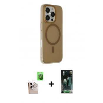 MARSİLYAN™- iPhone 16 Pro Max Kılıf Çekirdek Modern Prime - Siyah 360 Mat Full Body Arka Koruyucu + Raze Metal Kamera Lens - NLGY