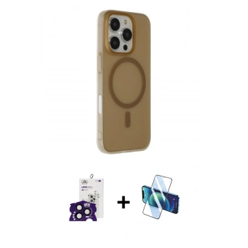 MARSİLYAN™- iPhone 16 Pro Max Kılıf Çekirdek Modern Prime - Siyah 3D Antistatik Cam Ekran Koruyucu + Bilvis Titan Kamera Lens - SH