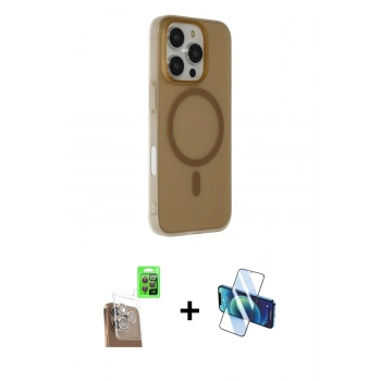 MARSİLYAN™- iPhone 16 Pro Max Kılıf Çekirdek Modern Prime - Siyah 3D Antistatik Cam Ekran Koruyucu + Raze Metal Kamera Lens - CLTM