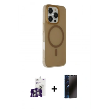 MARSİLYAN™- iPhone 16 Pro Max Kılıf Çekirdek Modern Prime - Siyah 3D Antistatik Hayalet Cam Ekran Koruyucu + Bilvis Titan Kamera Lens - GS