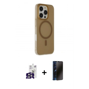 MARSİLYAN™- iPhone 16 Pro Max Kılıf Çekirdek Modern Prime - Siyah 3D Antistatik Hayalet Cam Ekran Koruyucu + Bilvis Titan Kamera Lens - TMGI