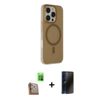 MARSİLYAN™- iPhone 16 Pro Max Kılıf Çekirdek Modern Prime - Siyah 3D Antistatik Hayalet Cam Ekran Koruyucu + Raze Metal Kamera Lens - CLTM