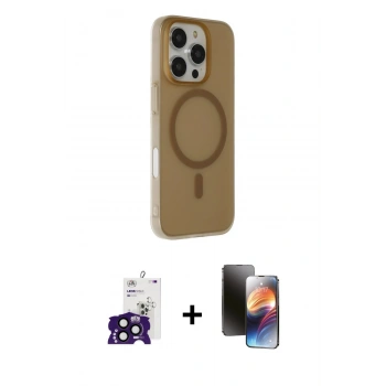 MARSİLYAN™- iPhone 16 Pro Max Kılıf Çekirdek Modern Prime - Siyah 3D Antistatik Mat Seramik Nano Ekran Koruyucu + Bilvis Titan Kamera Lens - SH