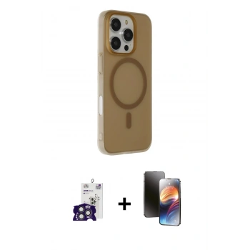 MARSİLYAN™- iPhone 16 Pro Max Kılıf Çekirdek Modern Prime - Siyah 3D Antistatik Mat Seramik Nano Ekran Koruyucu + Bilvis Titan Kamera Lens - TMGI