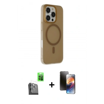 MARSİLYAN™- iPhone 16 Pro Max Kılıf Çekirdek Modern Prime - Siyah 3D Antistatik Mat Seramik Nano Ekran Koruyucu + Raze Metal Kamera Lens - SH