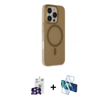 MARSİLYAN™- iPhone 16 Pro Max Kılıf Çekirdek Modern Prime - Siyah 3D Antistatik Seramik Nano Ekran Koruyucu + Bilvis Titan Kamera Lens - TMGI