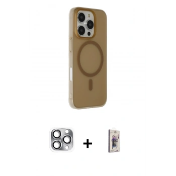 MARSİLYAN™- iPhone 16 Pro Max Kılıf Çekirdek Modern Prime - Siyah Bilvis 3D Cam Ekran Koruyucu + Pers Alüminyum Kamera Lens - GI