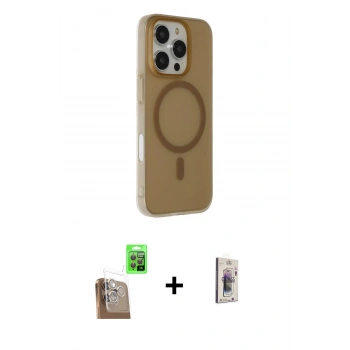 MARSİLYAN™- iPhone 16 Pro Max Kılıf Çekirdek Modern Prime - Siyah Bilvis 3D Cam Ekran Koruyucu + Raze Metal Kamera Lens - CLTM