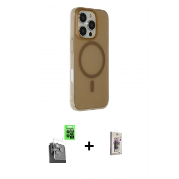 MARSİLYAN™- iPhone 16 Pro Max Kılıf Çekirdek Modern Prime - Siyah Bilvis 3D Cam Ekran Koruyucu + Raze Metal Kamera Lens - SH