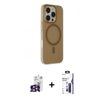 MARSİLYAN™- iPhone 16 Pro Max Kılıf Çekirdek Modern Prime - Siyah Bilvis 3X AR Hayalet Cam Ekran Koruyucu + Bilvis Titan Kamera Lens - TMGI