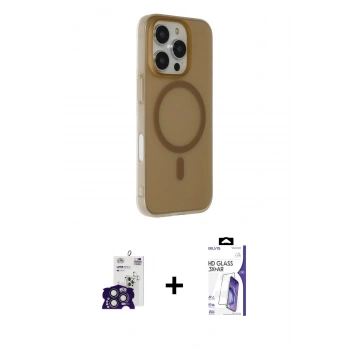 MARSİLYAN™- iPhone 16 Pro Max Kılıf Çekirdek Modern Prime - Siyah Bilvis 3X AR HD Cam Ekran Koruyucu + Bilvis Titan Kamera Lens - TMGI