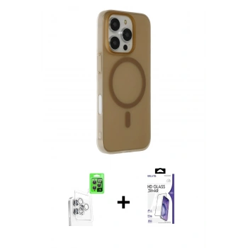 MARSİLYAN™- iPhone 16 Pro Max Kılıf Çekirdek Modern Prime - Siyah Bilvis 3X AR HD Cam Ekran Koruyucu + Raze Metal Kamera Lens - BZ