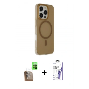 MARSİLYAN™- iPhone 16 Pro Max Kılıf Çekirdek Modern Prime - Siyah Bilvis 3X AR HD Cam Ekran Koruyucu + Raze Metal Kamera Lens - CLTM