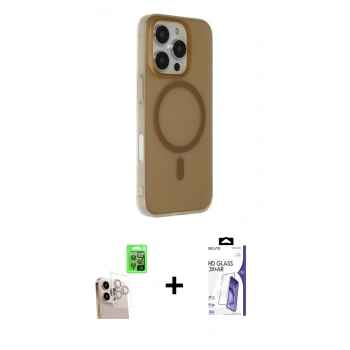 MARSİLYAN™- iPhone 16 Pro Max Kılıf Çekirdek Modern Prime - Siyah Bilvis 3X AR HD Cam Ekran Koruyucu + Raze Metal Kamera Lens - NLGY