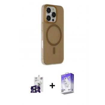 MARSİLYAN™- iPhone 16 Pro Max Kılıf Çekirdek Modern Prime - Siyah Bilvis 5in1 3D Magic Cam Ekran Koruyucu + Bilvis Titan Kamera Lens - TMGI