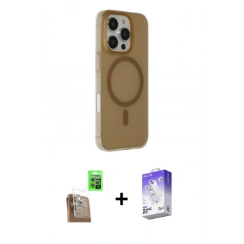 MARSİLYAN™- iPhone 16 Pro Max Kılıf Çekirdek Modern Prime - Siyah Bilvis 5in1 3D Magic Cam Ekran Koruyucu + Raze Metal Kamera Lens - CLTM