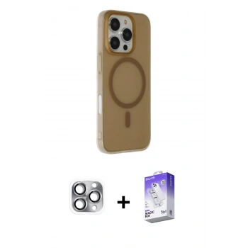 MARSİLYAN™- iPhone 16 Pro Max Kılıf Çekirdek Modern Prime - Siyah Bilvis 5in1 3D Magic Cam Ekran Koruyucu + Pers Alüminyum Kamera Lens - GI