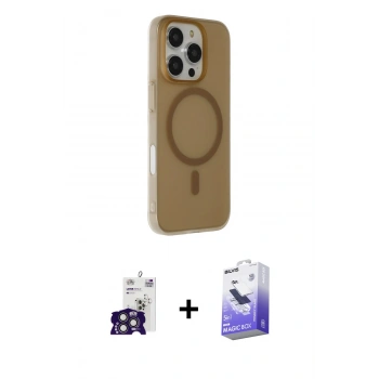 MARSİLYAN™- iPhone 16 Pro Max Kılıf Çekirdek Modern Prime - Siyah Bilvis 5in1 5D Magic Hayalet Cam Ekran Koruyucu + Bilvis Titan Kamera Lens - TMGI
