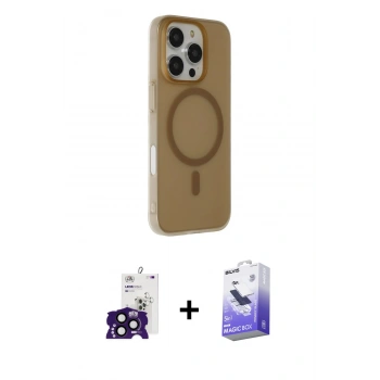 MARSİLYAN™- iPhone 16 Pro Max Kılıf Çekirdek Modern Prime - Siyah Bilvis 5in1 5D Magic Hayalet Cam Ekran Koruyucu + Bilvis Titan Kamera Lens - SH