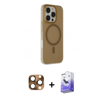 MARSİLYAN™- iPhone 16 Pro Max Kılıf Çekirdek Modern Prime - Siyah Bilvis 5in1 5D Magic Hayalet Cam Ekran Koruyucu + Pers Alüminyum Kamera Lens - CLTM