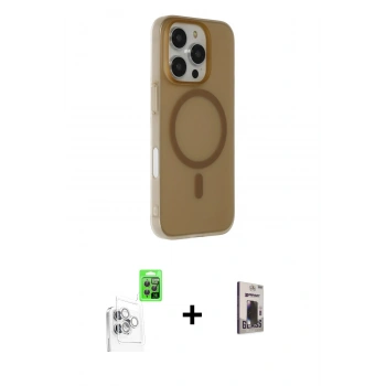MARSİLYAN™- iPhone 16 Pro Max Kılıf Çekirdek Modern Prime - Siyah Bilvis Hayalet Cam Ekran Koruyucu + Raze Metal Kamera Lens - BZ