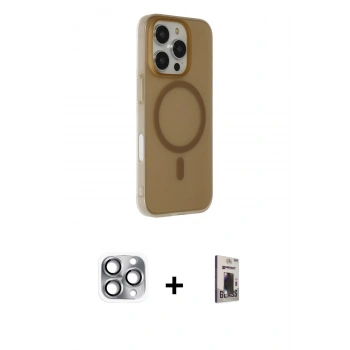 MARSİLYAN™- iPhone 16 Pro Max Kılıf Çekirdek Modern Prime - Siyah Bilvis Hayalet Cam Ekran Koruyucu + Pers Alüminyum Kamera Lens - GI