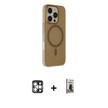 MARSİLYAN™- iPhone 16 Pro Max Kılıf Çekirdek Modern Prime - Siyah Bilvis Hayalet Cam Ekran Koruyucu + PVD Metal Kamera Lens - GS