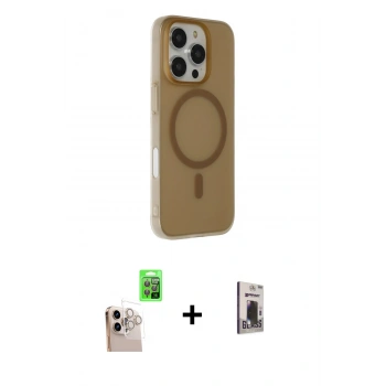 MARSİLYAN™- iPhone 16 Pro Max Kılıf Çekirdek Modern Prime - Siyah Bilvis Hayalet Cam Ekran Koruyucu + Raze Metal Kamera Lens - NLGY