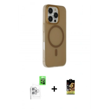 MARSİLYAN™- iPhone 16 Pro Max Kılıf Çekirdek Modern Prime - Siyah Buffer Cam Ekran Koruyucu + Raze Metal Kamera Lens - BZ