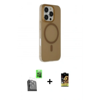 MARSİLYAN™- iPhone 16 Pro Max Kılıf Çekirdek Modern Prime - Siyah Buffer Cam Ekran Koruyucu + Raze Metal Kamera Lens - SH