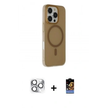 MARSİLYAN™- iPhone 16 Pro Max Kılıf Çekirdek Modern Prime - Siyah Buffer Hayalet Cam Ekran Koruyucu + Pers Alüminyum Kamera Lens - GS