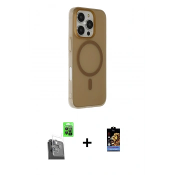 MARSİLYAN™- iPhone 16 Pro Max Kılıf Çekirdek Modern Prime - Siyah Buffer Hayalet Cam Ekran Koruyucu + Raze Metal Kamera Lens - SH