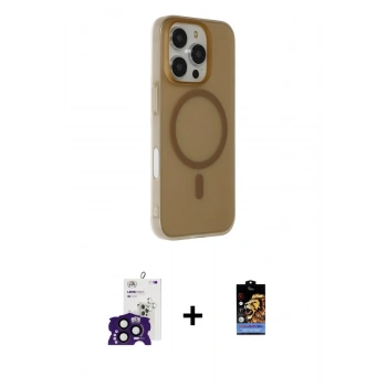 MARSİLYAN™- iPhone 16 Pro Max Kılıf Çekirdek Modern Prime - Siyah Buffer Hayalet Cam Ekran Koruyucu + Bilvis Titan Kamera Lens - SH