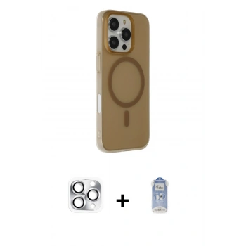 MARSİLYAN™- iPhone 16 Pro Max Kılıf Çekirdek Modern Prime - Siyah Joko Magic 5D Cam + Pers Alüminyum Kamera Lens - GS