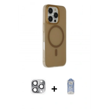 MARSİLYAN™- iPhone 16 Pro Max Kılıf Çekirdek Modern Prime - Siyah Joko Magic 5D Cam + Pers Alüminyum Kamera Lens - GI