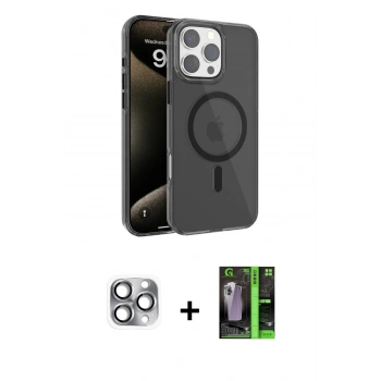 MARSİLYAN™- iPhone 16 Pro Max Kılıf Doruk Doku Özel Seri - Şeffaf 360 Full Body Arka Koruyucu + Pers Alüminyum Kamera Lens - GI